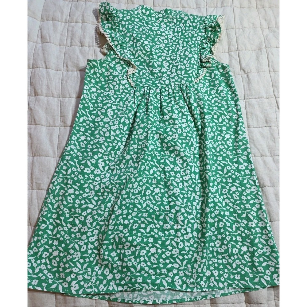 THML Classic 100% Cotton Trish Dress‎ Women's Size S Green/White Embroidered - Picture 2 of 10